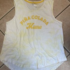 Sunny Yellow Tie Dye graphic High Low Tank Top